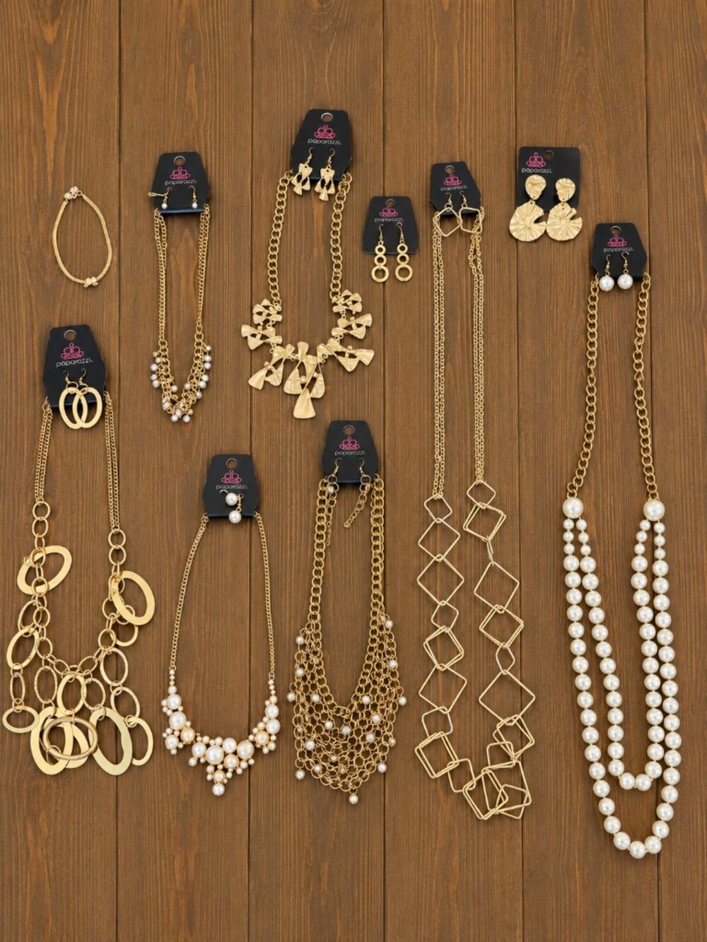Paparazzi Jewelry Lot - 10 Piece Gold Tone Pearl Statement Bundle NWT